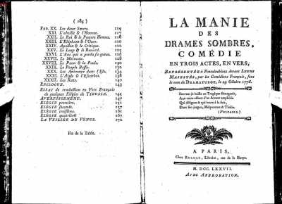 Titelblatt: La Manie des drames ... dans