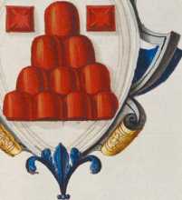 Familienwappen kleinerer Adelshäuser von Siena mit Buchstaben L und M (49r )
