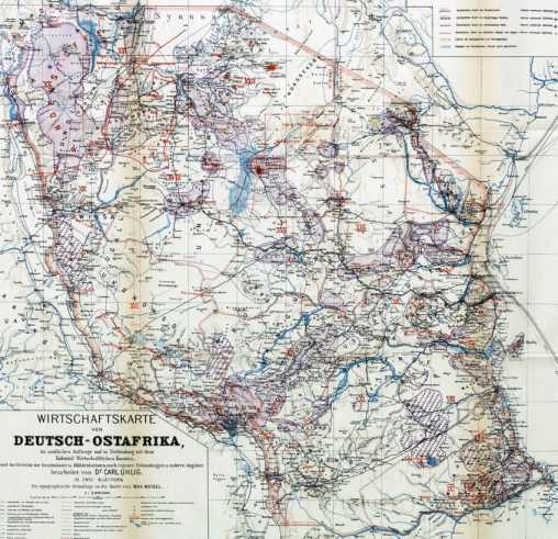 Kartenbeilage I: Wirtschaftskarte von Deutsch-Ostafrika ... din