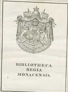 Exlibris: Bibliotheca Regia Monacensis Vorderer ... from
