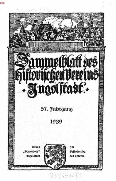 Sammelblatt des Historischen Vereins Ing...
