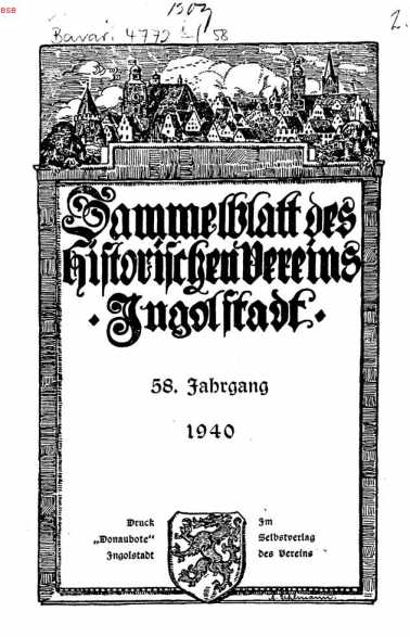 Sammelblatt des Historischen Vereins Ing...
