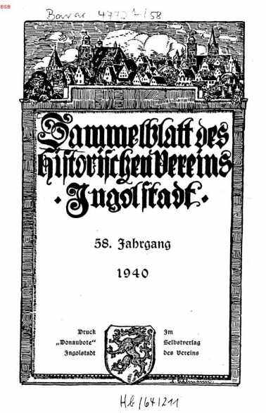 Sammelblatt des Historischen Vereins Ing...
