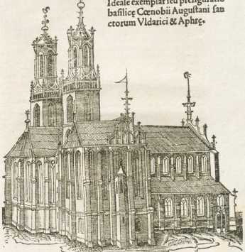Illustration: Holzschnitt: Idealansicht von St. ... aus