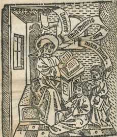 Illustration: Holzschnitt: Lehrszene (20)
