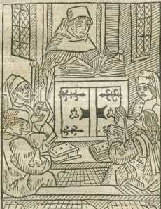 TitelblattTitelholzschnitt: Lehrsezene (1)
