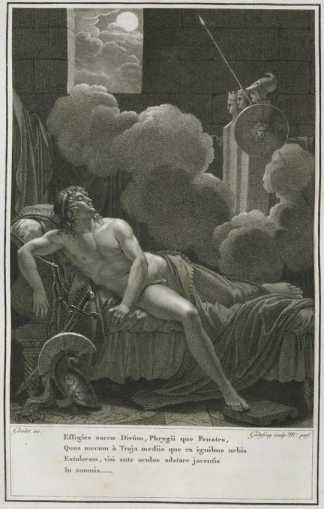 VP 1798A, Kupferstich: Titelbild Aen. II...