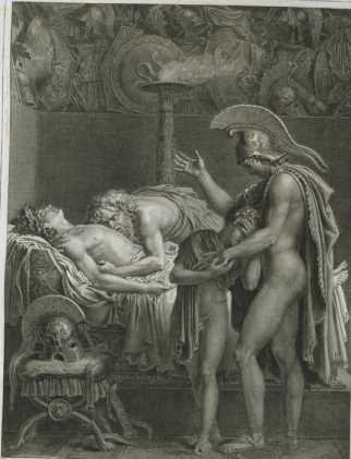 VP 1798A, Kupferstich: Titelbild Aen. XI...