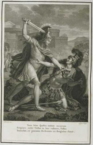 VP 1798A, Kupferstich: Titelbild Aen. XI...