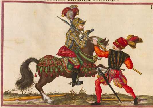Unbewaffneter Zweikampf zu Pferd (167r )...