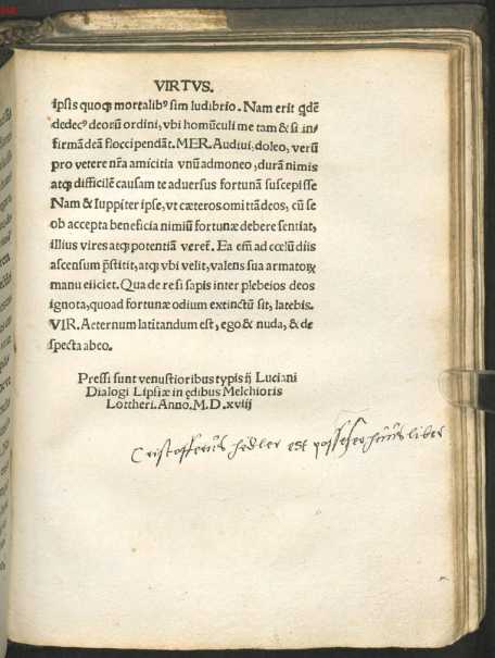 KolophonBesitzeintrag: Christophorus Zedler? (32)
 ... aus