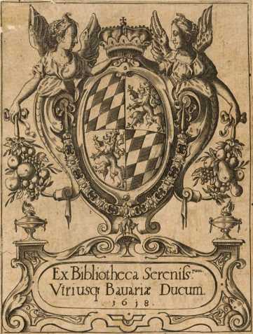 Vorderer Spiegel mit Wappenexlibris der ...