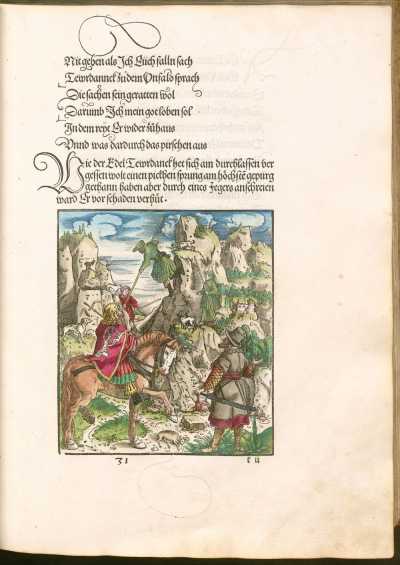 Kupferstich 31: Theuerdank versucht, im ... aus