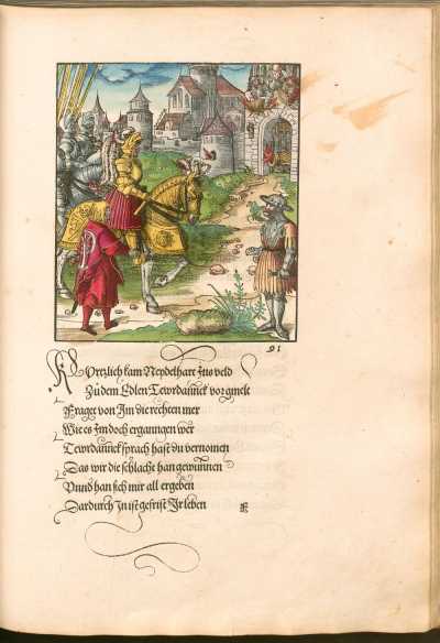 Kupferstich 91: Theuerdank reiet mit ... dans