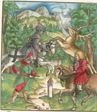 Kupferstich 13: Theuerdank erlegt einen ... uit
