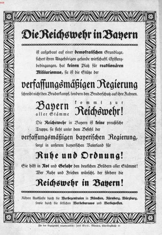 Die Reichswehr in Bayern (IV)
