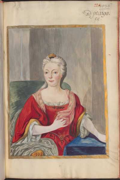 Kolorierte Illustration Großes Frauenportrait ... uit