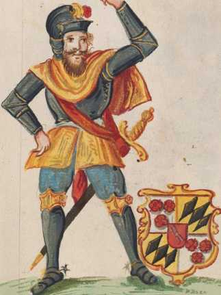 Kolorierte Miniatur Henricus: Ritterfigu...