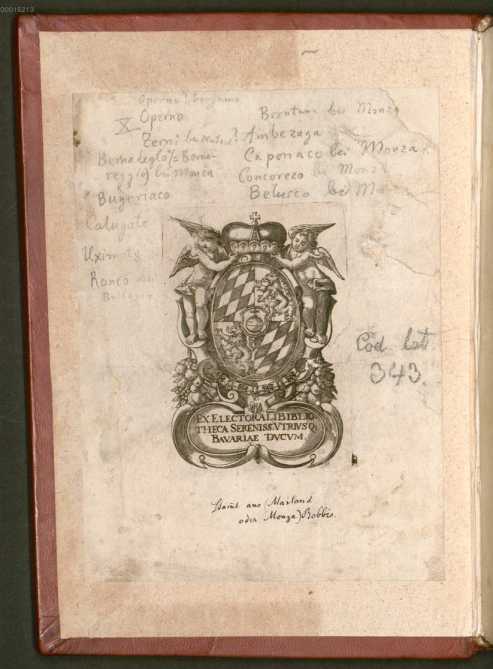 Vorderer Spiegel mit Exlibris der ... aus