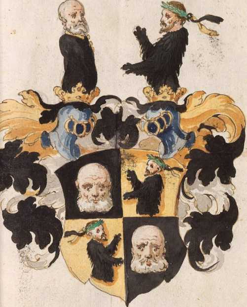Einheftetes Blatt mit dem Wappen der Bä...