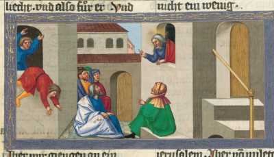 Miniatur: Eutychus stürzt aus dem Fenst...