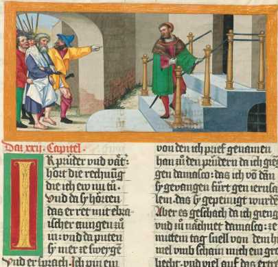 Miniatur: Paulus wird in Jerusalem verha...