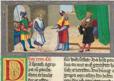 Miniatur: Paulus wird vor König Agrippa...