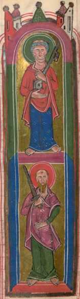 Zwei Miniaturen: Petrus mit Schlüssel, ...
