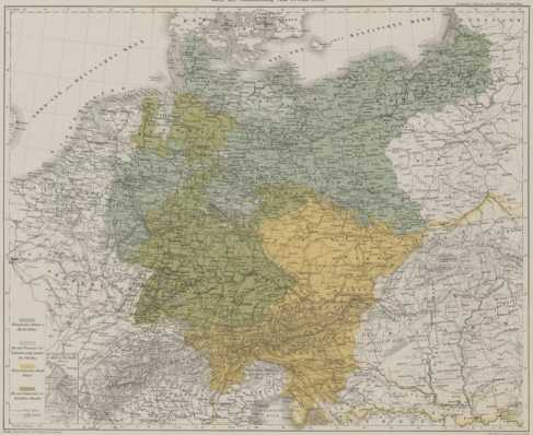Übersichts-Karte von Deutschland nach der Abstimmung vom 14. Juni 1866Berlin, [1866]
