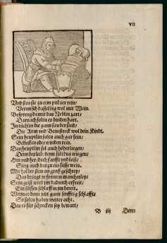 Kupferstich: Kind in der Wiege da