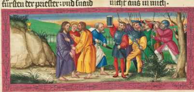 Miniaturen: Gebet am Ölberg / Gefangennahme Jesu
