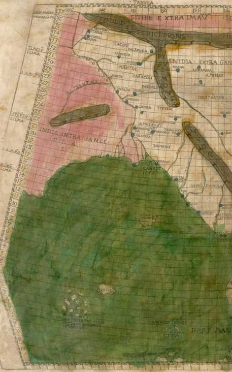 Farbige Karte: in 2 Teilen Indien (#)
