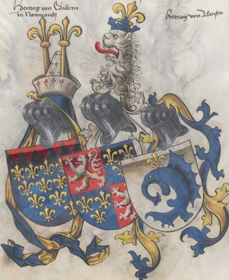 Drei Herzogswappen aus