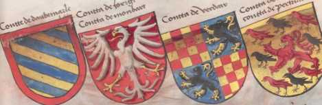 Sechzehn Conte-Wappen aus