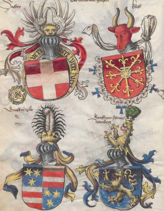 Vier Grafenwappen din