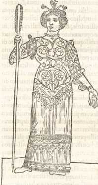 Halbseitiger Holzschnitt : Frauenfigur ... dans