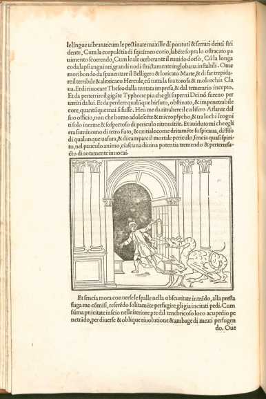 Halbseitiger Holzschnitt: Drachen ... da