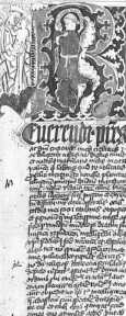 Textanfang mit Zierinitiale und Miniaturen
