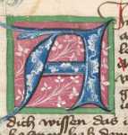 Zierinitiale (A) und Miniatur:Rabe und F...