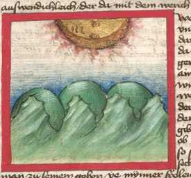 Miniatur:Sonne und Gebirgslandschaft (#)...