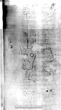 Ochsenkopf darüber fünfblättrige Blume darunter ... din