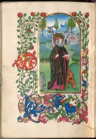 Miniatur: Heiliger mit Hellebarde und Bu...