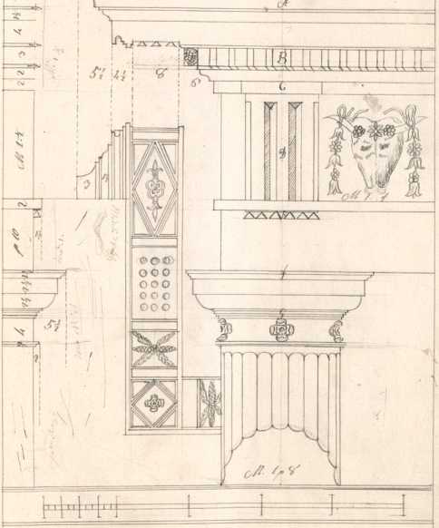 Rom, Theater des Marcellus, Gebälk mit ...