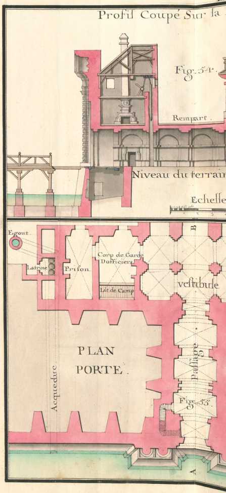Livre II, Pl. XX, 54-55 Festungstor (25v...