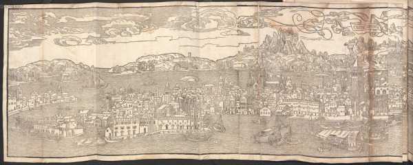 Ansicht Venedigs (Holzschnitt-Faltkarte linker Teil) ... dans