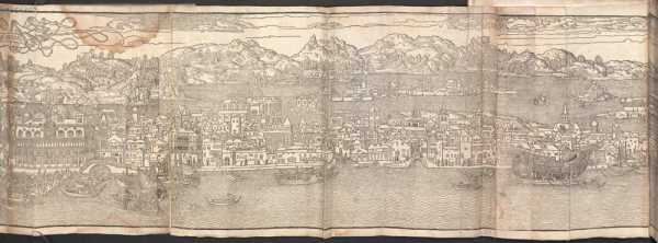 Ansicht Venedigs (Holzschnitt-Faltkarte rechter Teil) ... din