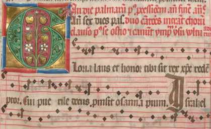 Zierinitiale G in Grün, Gold ... uit