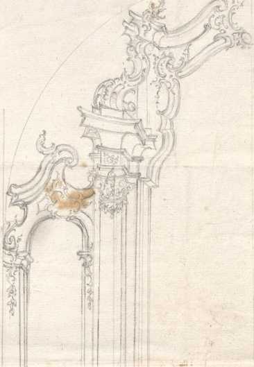 Teilansicht eines Altars mit Detailschni...