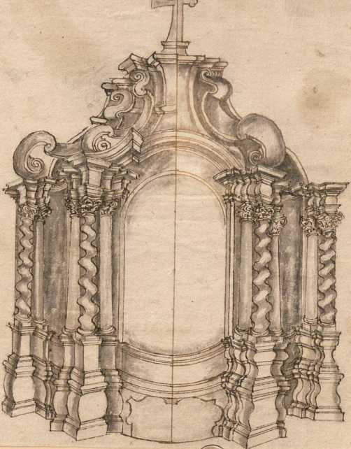 Altar-Aufbau (?): Halbe Ansicht mit Vari...