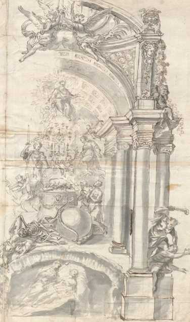 Altar-Aufbau mit Anbetung des Lammes üb...